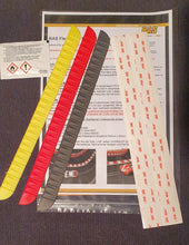 Load image into Gallery viewer, Setumfang Curbs Kerbs schwarz rot gelb mit 3M VHB Klebestreifen und Reinigungstuch