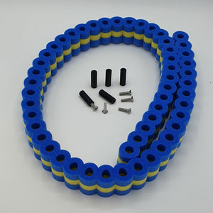 Reifenstapel blau gelb mit 5 Befestigungen 